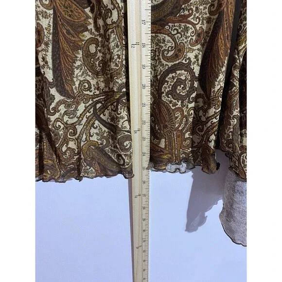 Vtg Bohemian Babydoll Top 18/20 90's Y2K Brown Paisley Fall Prairie Hippie USA - Picture 12 of 13